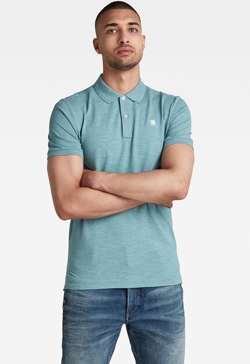 G-STAR - Dunda slim polo short sleeve - light bright nickel htr