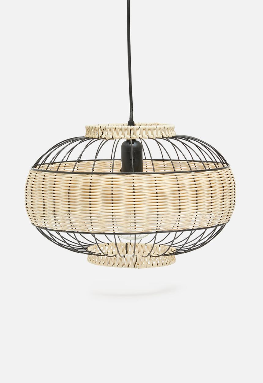 Sixth Floor - Kolo woven pendant light - black & natural