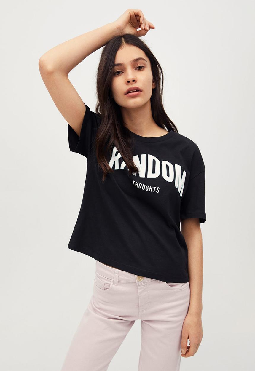 MANGO - Random short sleeve tee - black