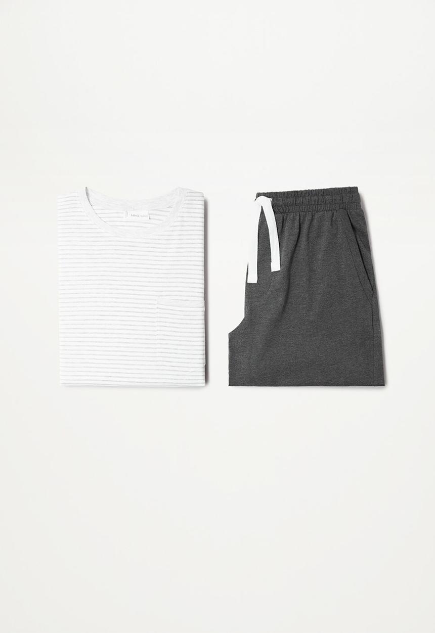 MANGO - Pijama pack james - grey & white 