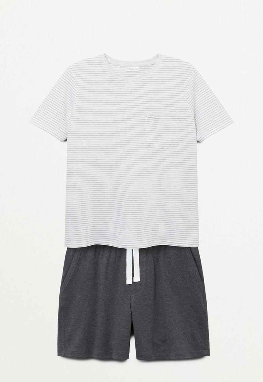 MANGO - Pijama pack james - grey & white 