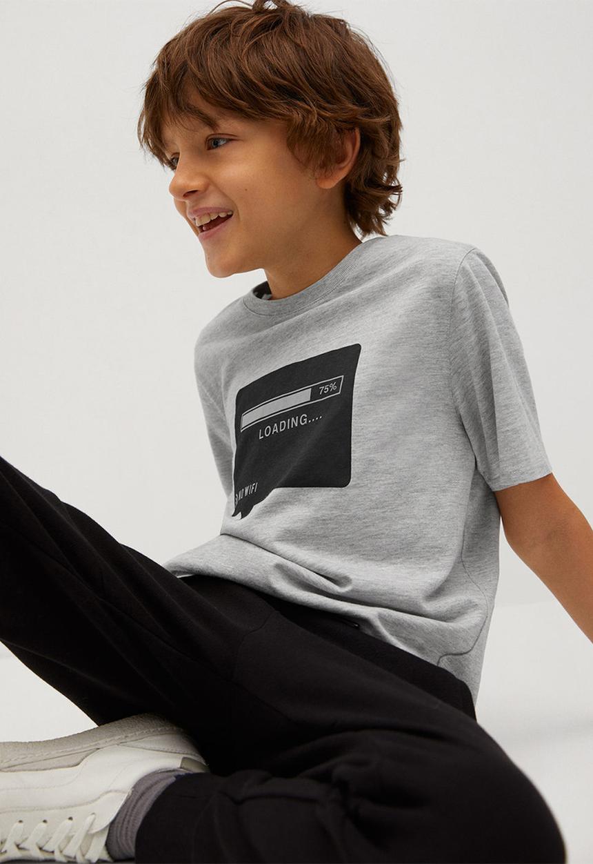 MANGO - T-shirt social - grey