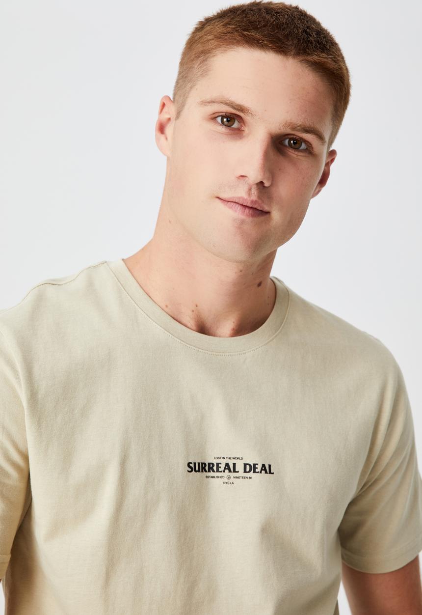 Cotton On - Tbar text t-shirt - pale sand