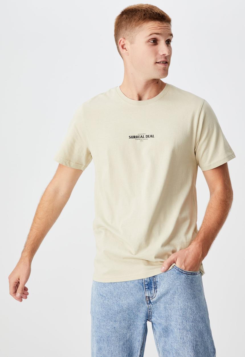 Cotton On - Tbar text t-shirt - pale sand
