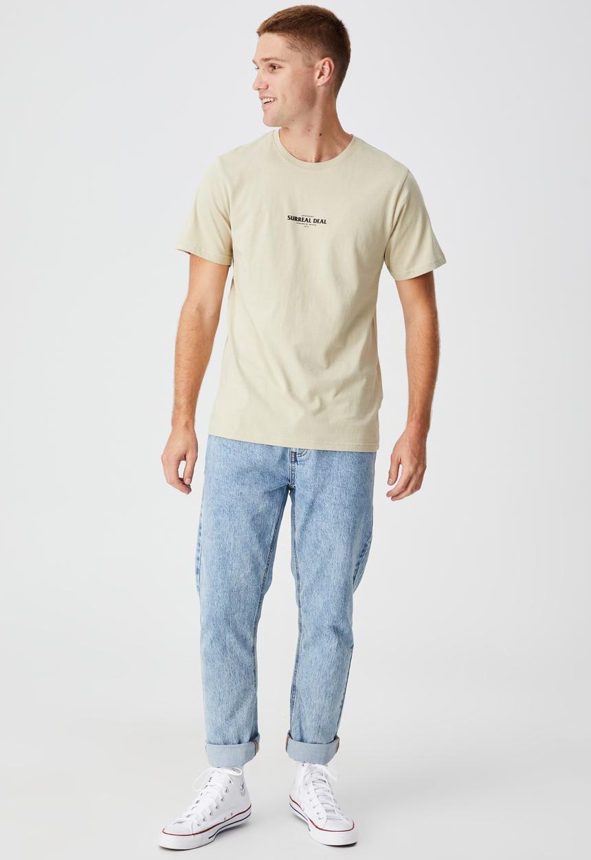 Cotton On - Tbar text t-shirt - pale sand
