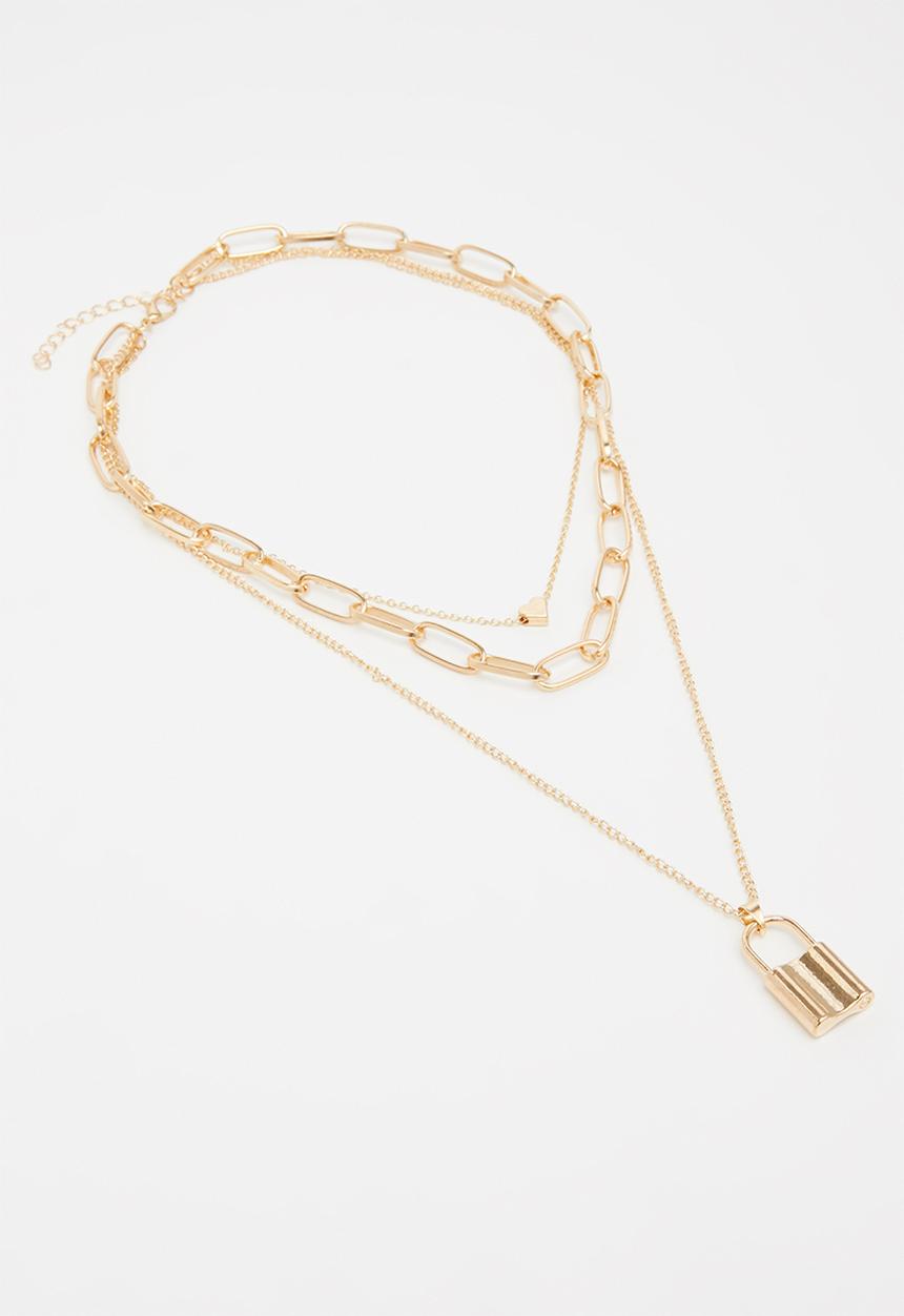 Superbalist - Layered padlock necklace - gold