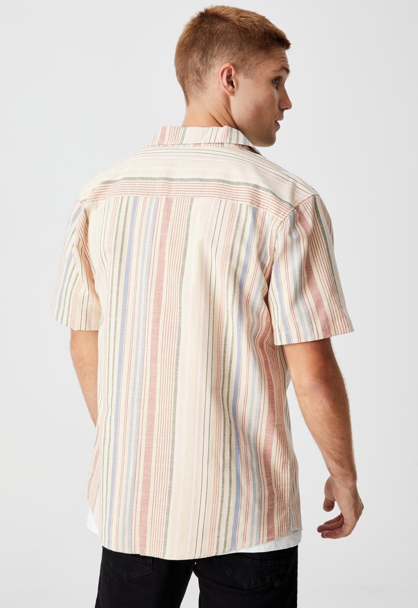 Cotton On - Textured short sleeve shirt - mixed colour stripe