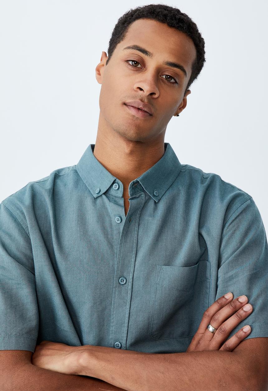Cotton On - Vintage prep short sleeve shirt - trooper blue