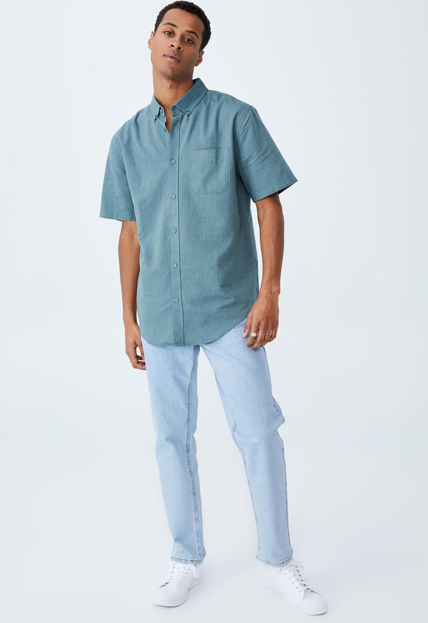 Cotton On - Vintage prep short sleeve shirt - trooper blue