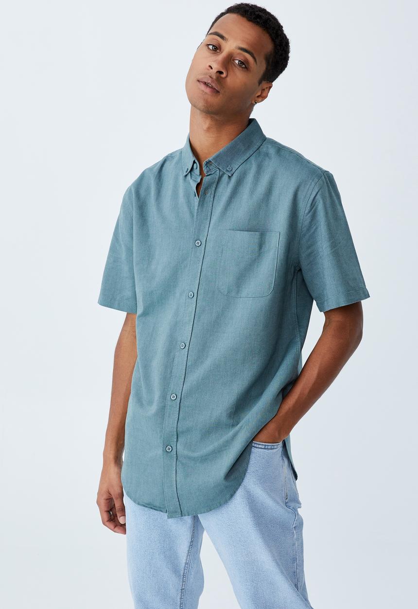 Cotton On - Vintage prep short sleeve shirt - trooper blue