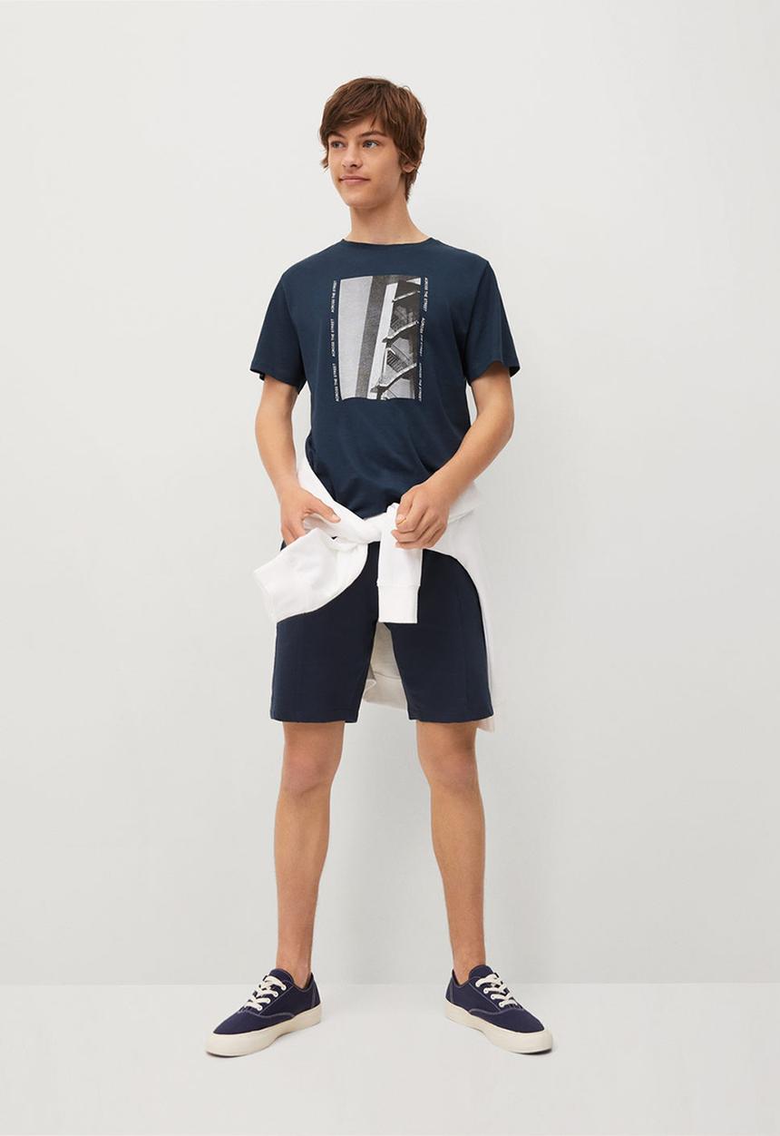 MANGO - T-shirt street - medium blue