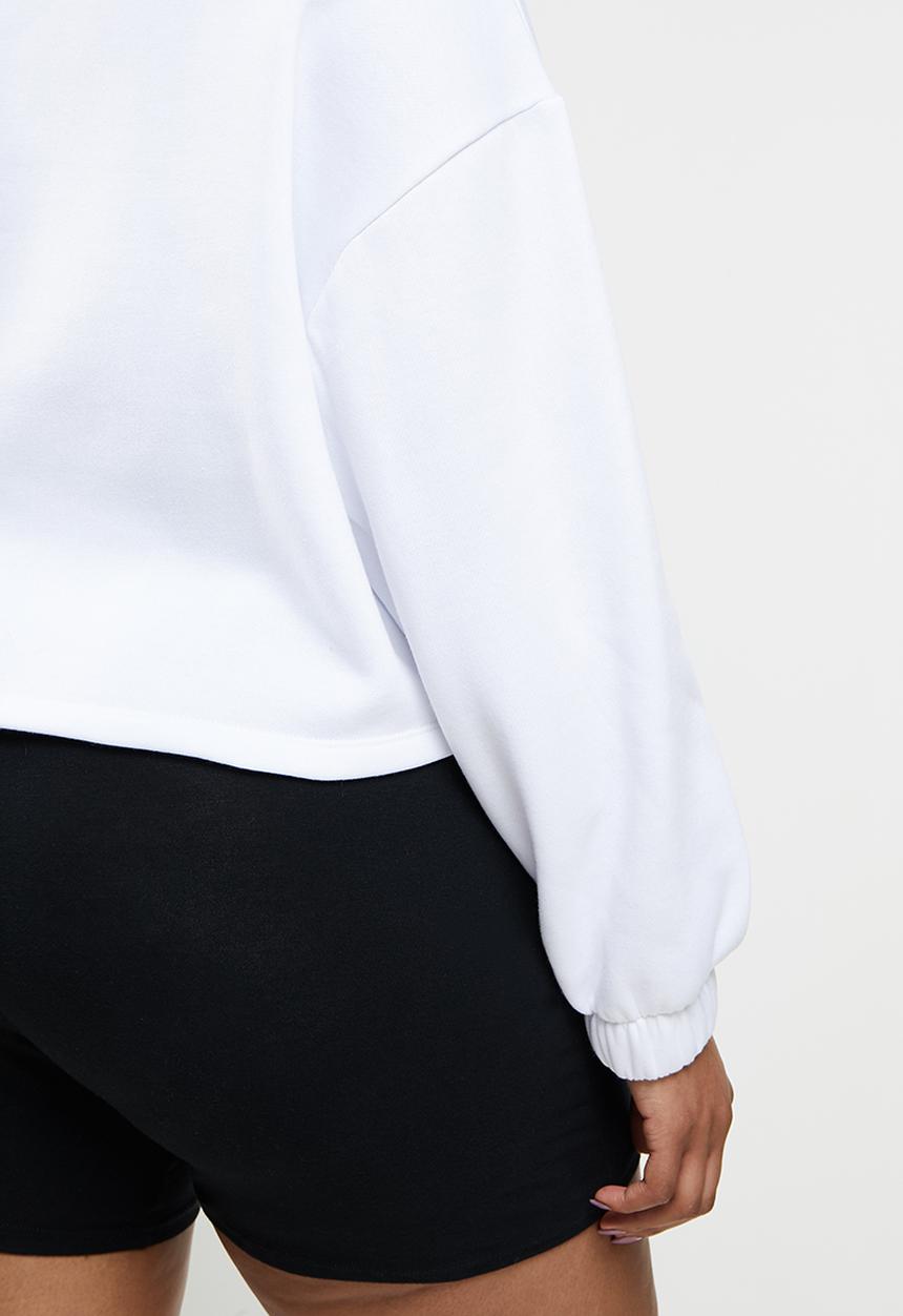 Blake - 3/4 zip cropped printed sweater - white