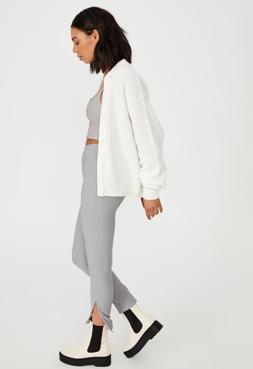 Cotton On - Cotton dad rib collar cardigan - snow white