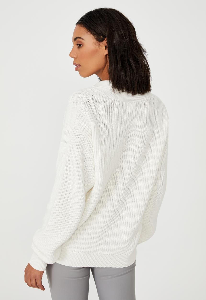 Cotton On - Cotton dad rib collar cardigan - snow white