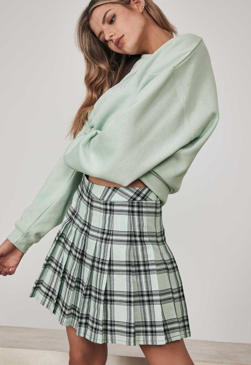 Factorie - Pleated skirt - layla check_opal blue