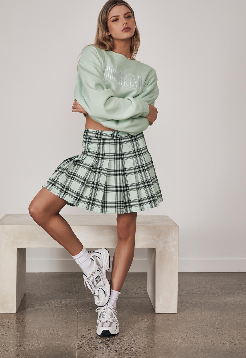 Factorie - Pleated skirt - layla check_opal blue