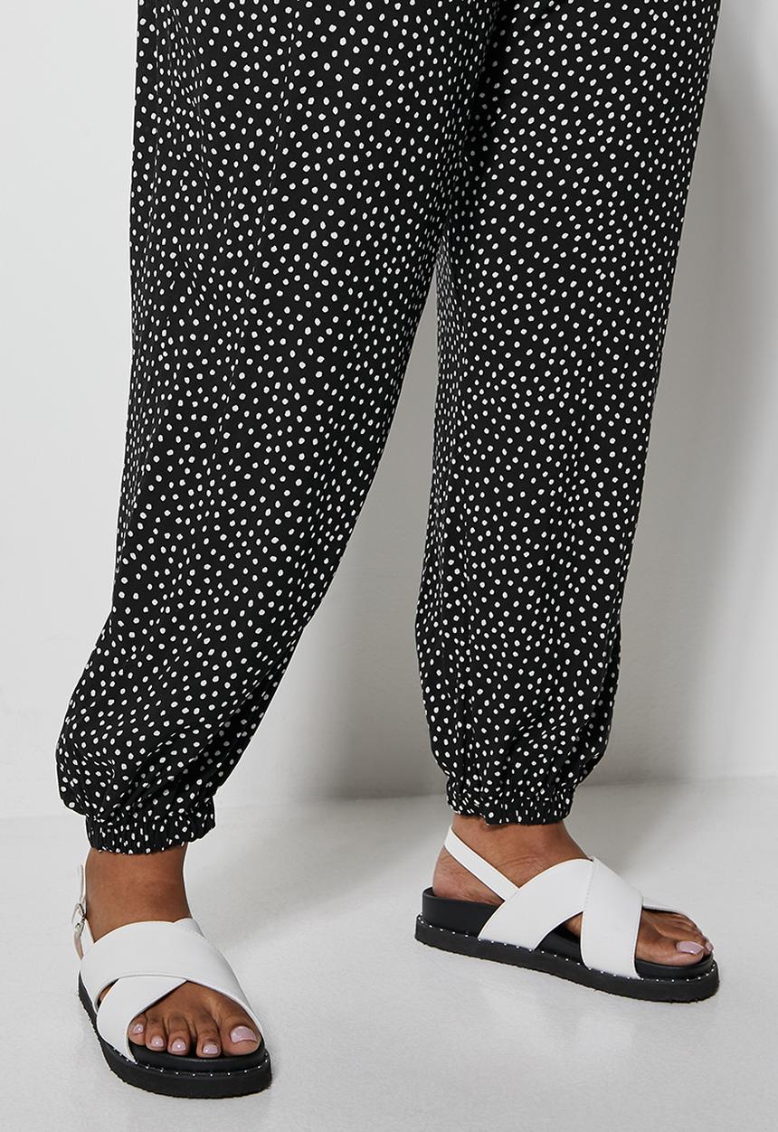 Superbalist - Easy pull on pant - black & white 