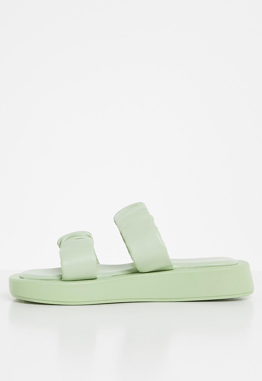 Plum - Peachy ruched double strap flatform slide - mint