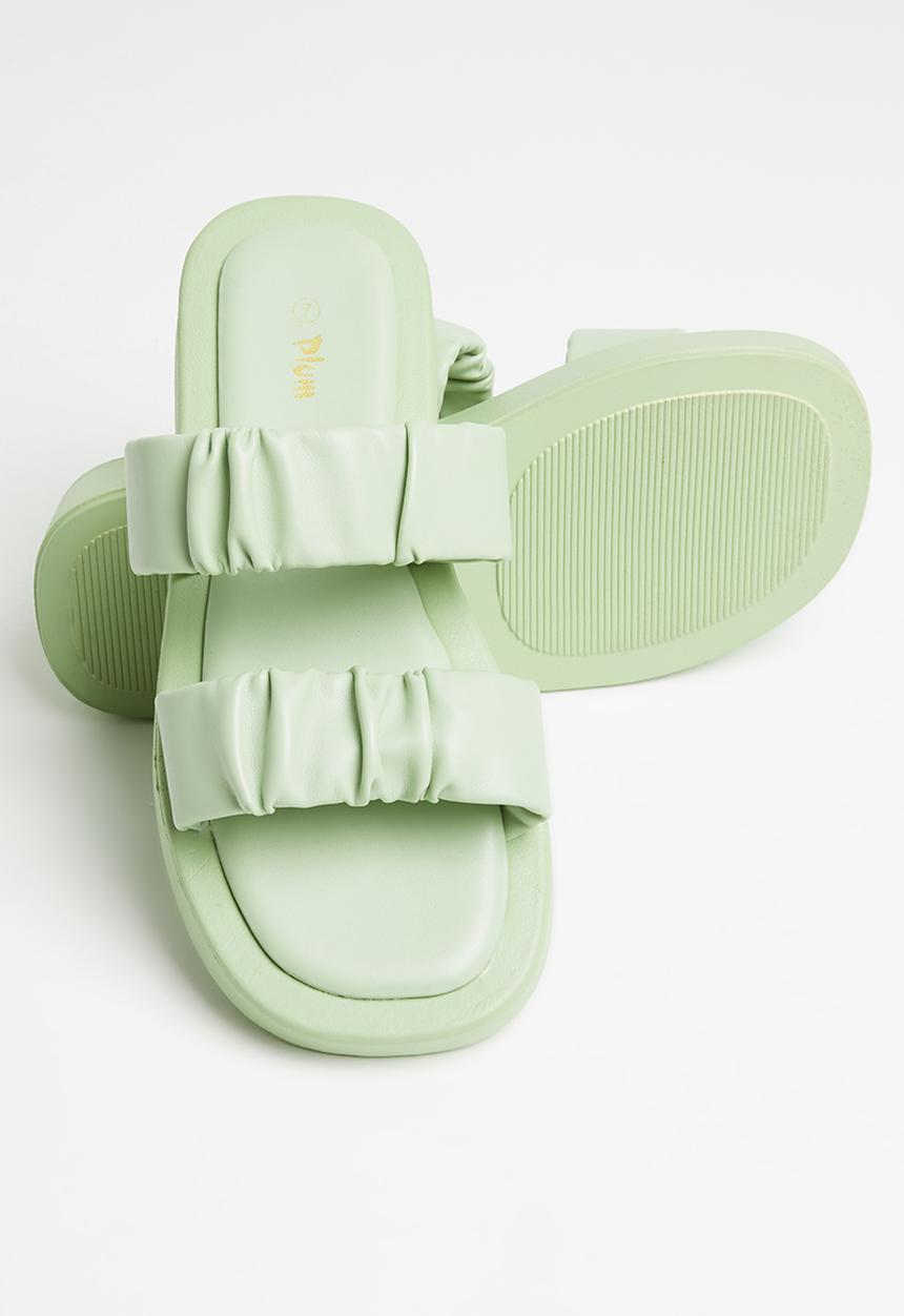 Plum - Peachy ruched double strap flatform slide - mint