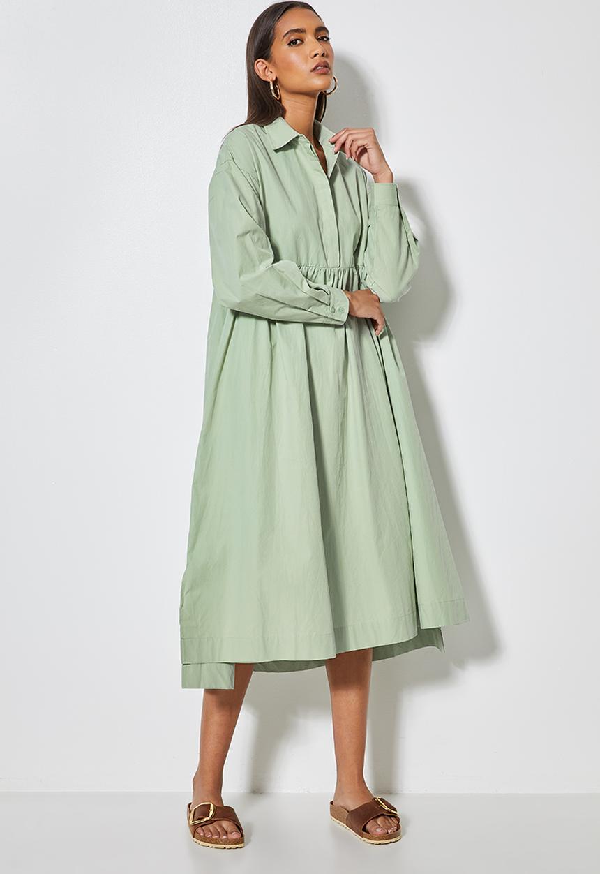 Superbalist - Empire cutline trapze shirt dress - sage