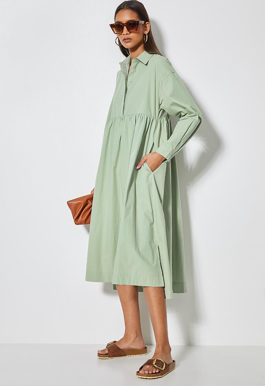 Superbalist - Empire cutline trapze shirt dress - sage