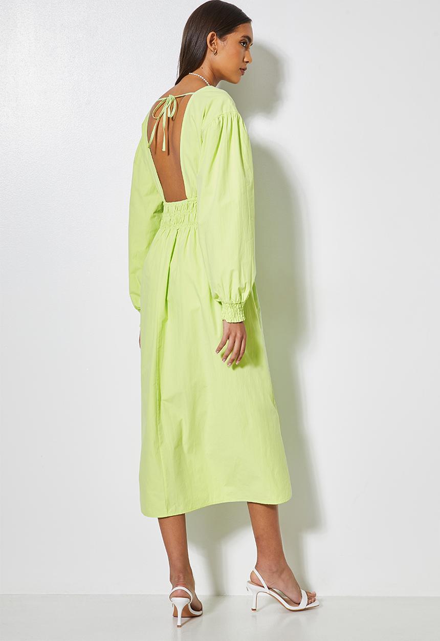 Superbalist - Shirred waist open back midi dress - lime