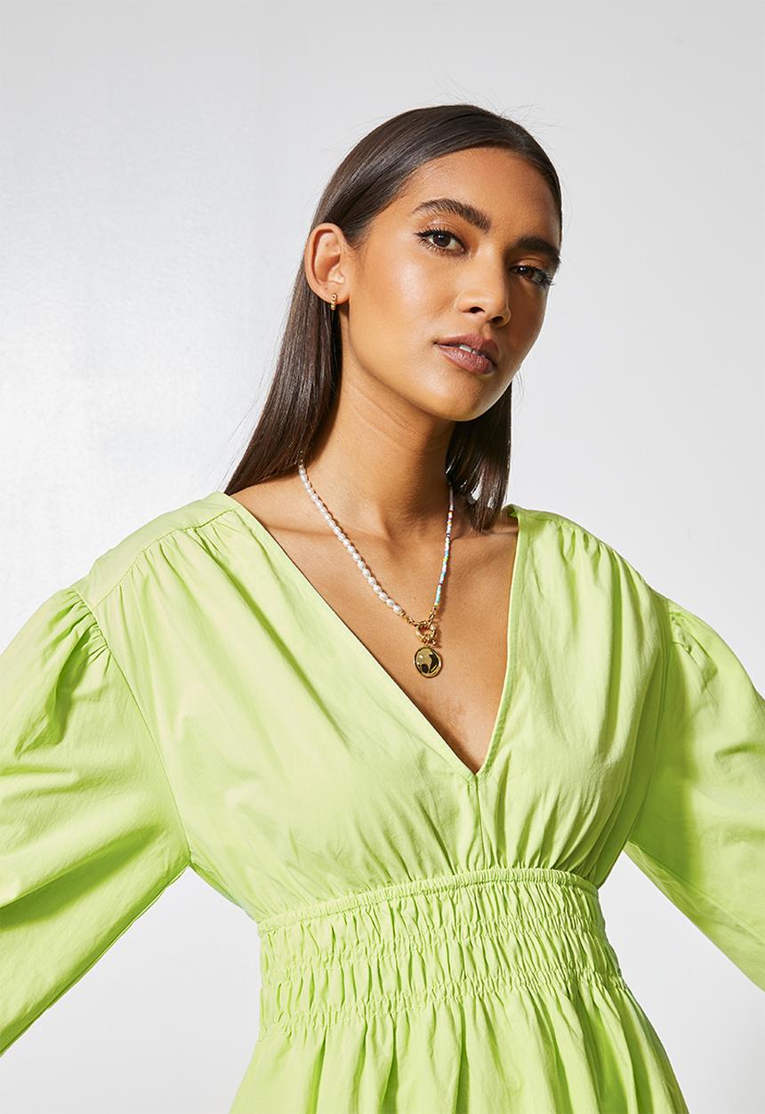Superbalist - Shirred waist open back midi dress - lime