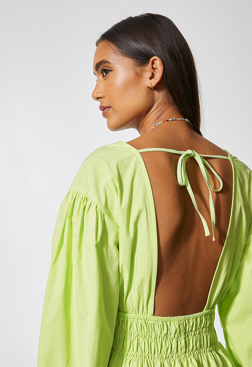 Superbalist - Shirred waist open back midi dress - lime
