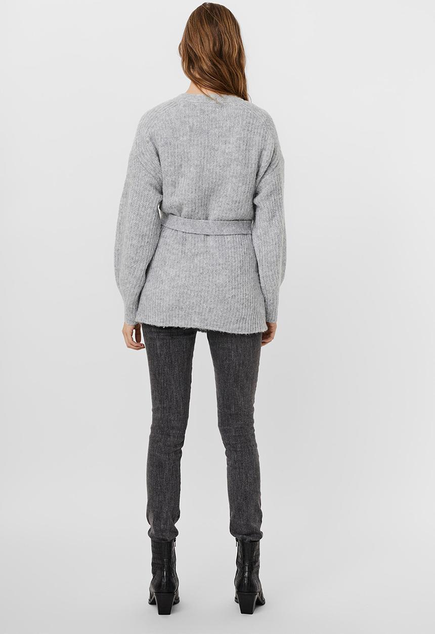 Vero Moda - Julie long sleeve belt cardigan - grey