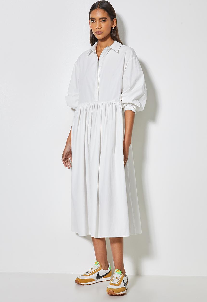 Superbalist - Collared babydoll dress - white