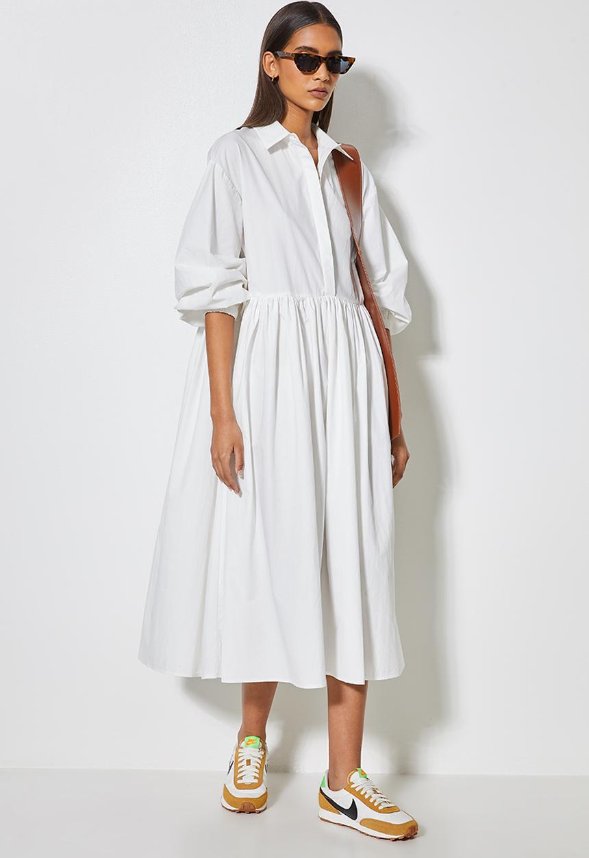 Superbalist - Collared babydoll dress - white