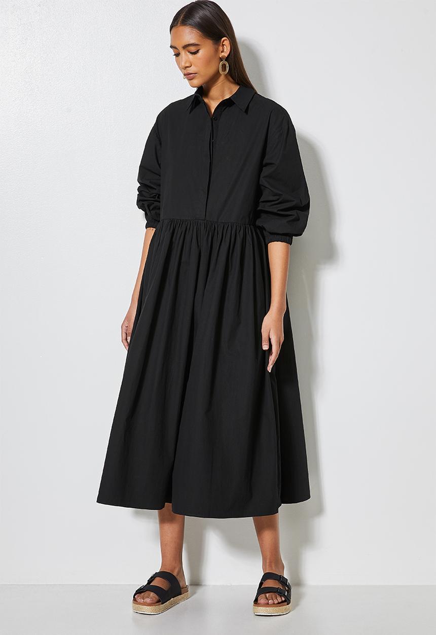 Superbalist - Collared babydoll dress - black