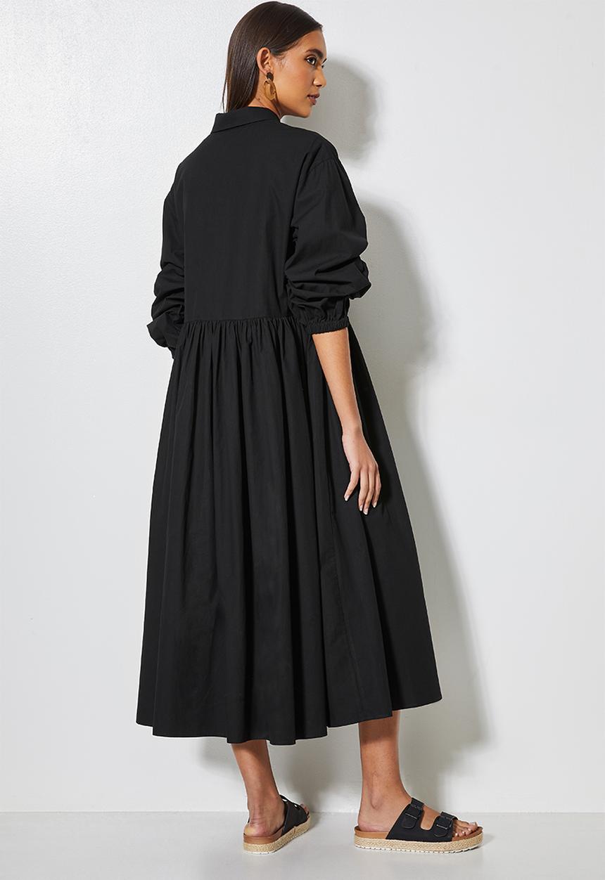 Superbalist - Collared babydoll dress - black