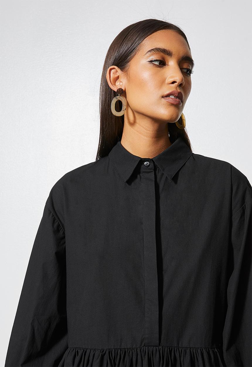 Superbalist - Collared babydoll dress - black