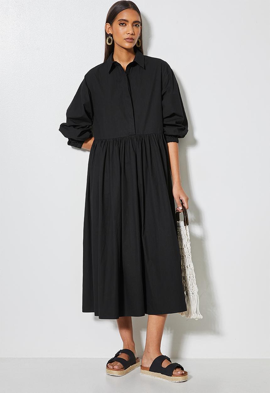 Superbalist - Collared babydoll dress - black