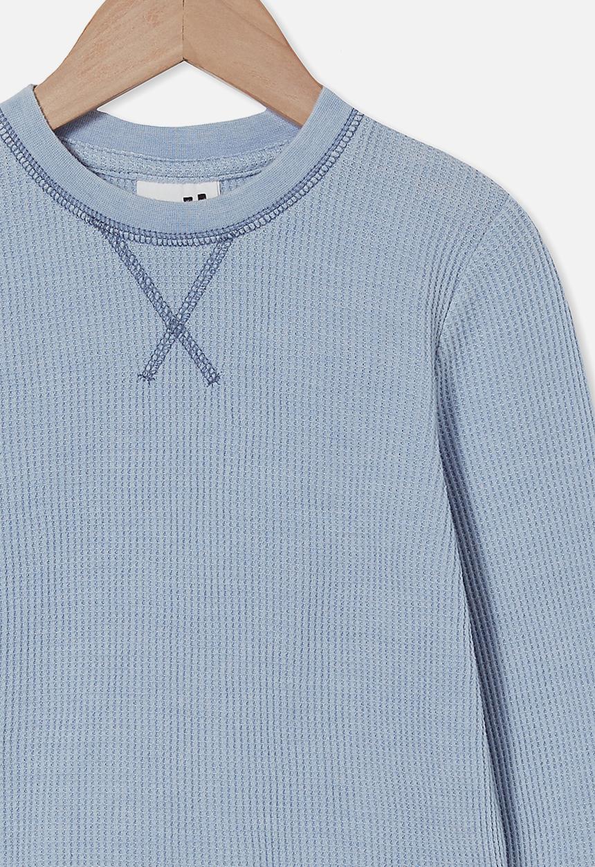 Cotton On - Long sleeve waffle pull over - dusty blue