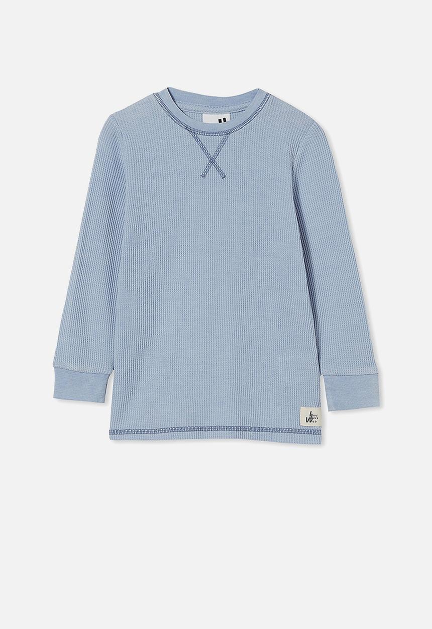 Cotton On - Long sleeve waffle pull over - dusty blue