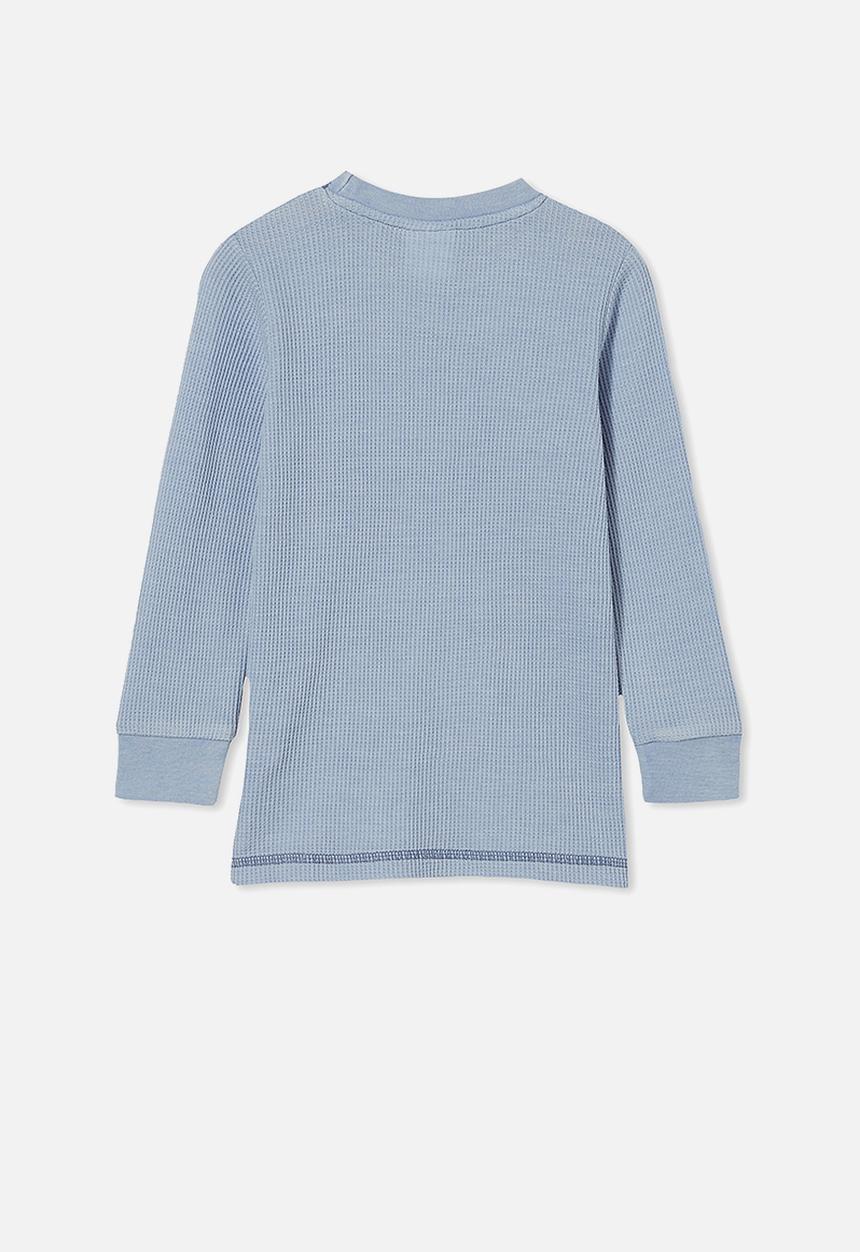Cotton On - Long sleeve waffle pull over - dusty blue