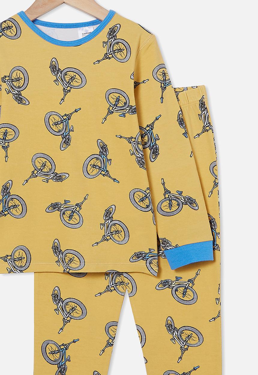 Cotton On - Orlando long sleeve pyjama set - bikes honey gold