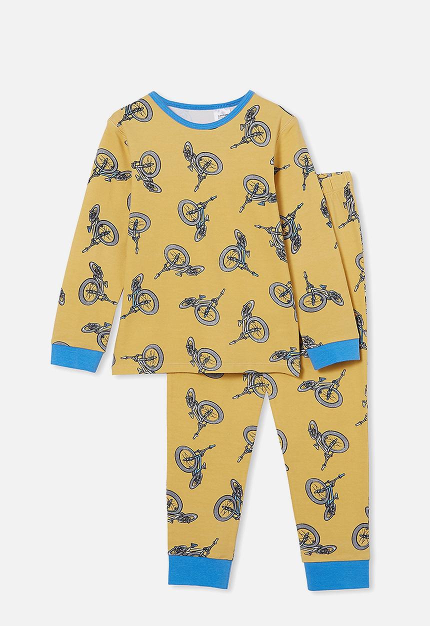 Cotton On - Orlando long sleeve pyjama set - bikes honey gold