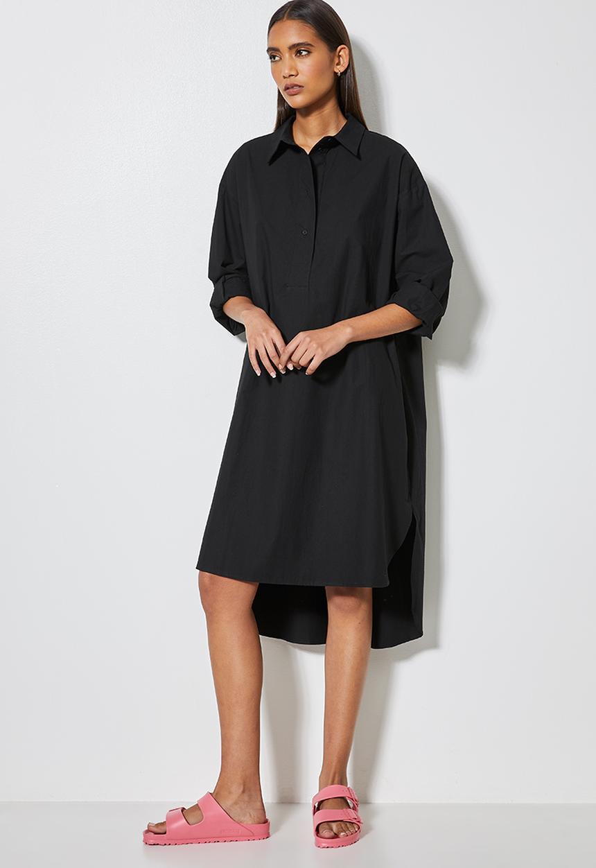 Superbalist - Curved hem shirt dress  - black