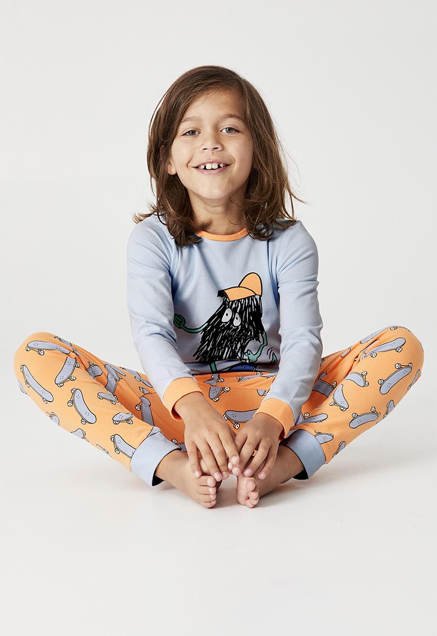 Cotton On - Orlando long sleeve pyjama set - skate monster frosty blue