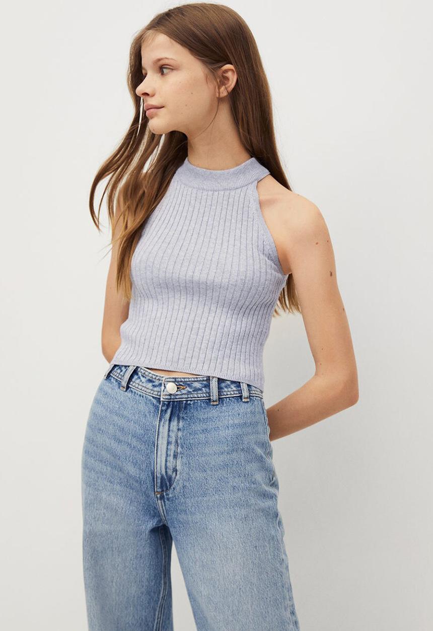 MANGO - Top ribi - grey