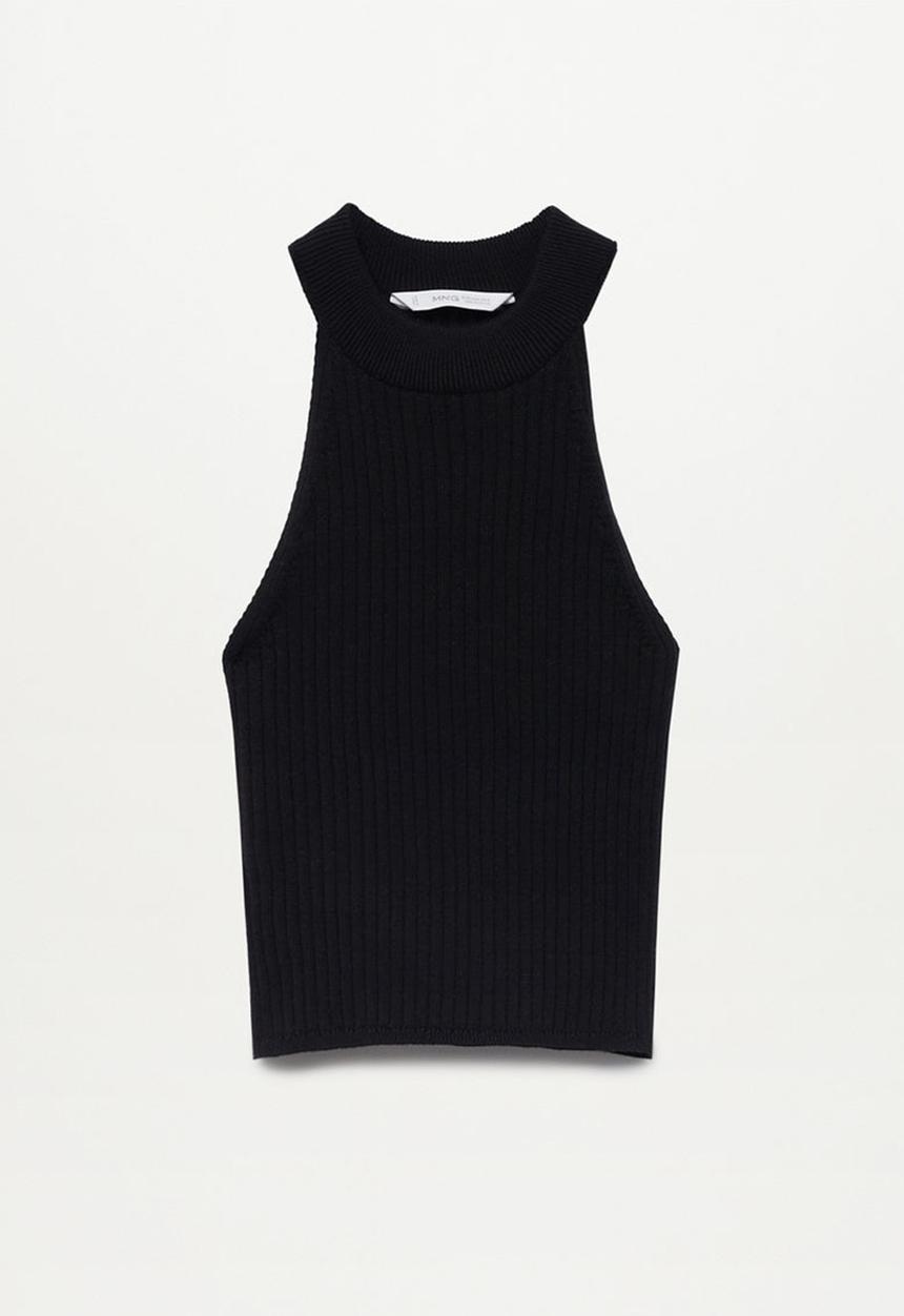 MANGO - Top ribi - black