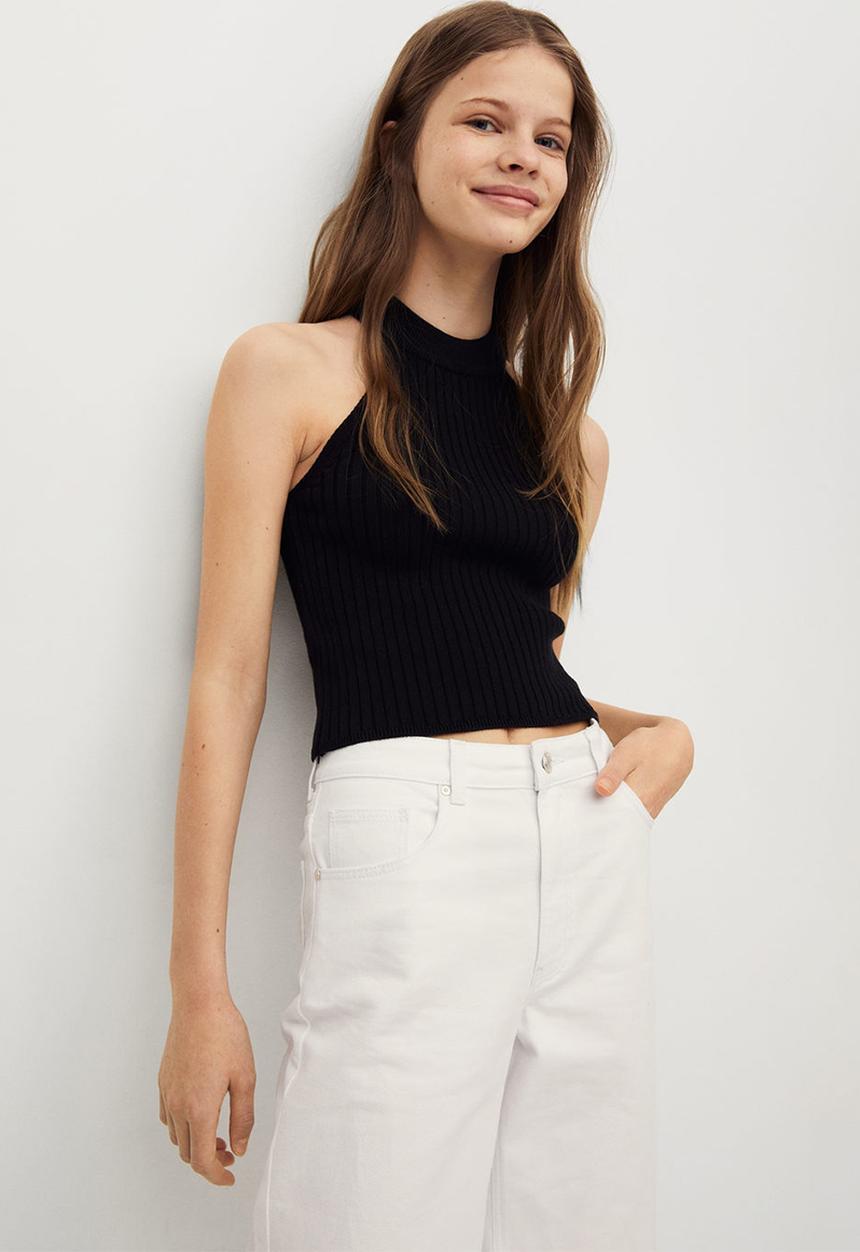MANGO - Top ribi - black