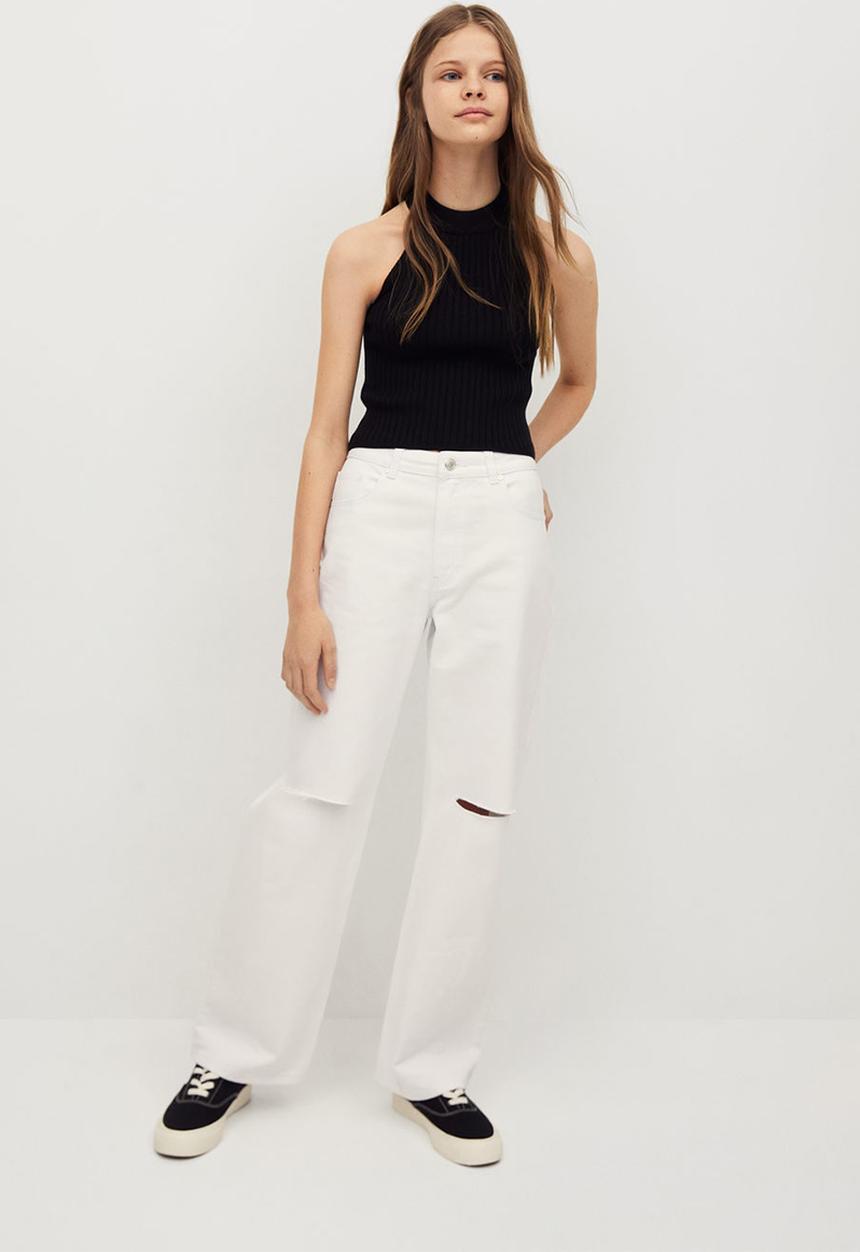 MANGO - Top ribi - black