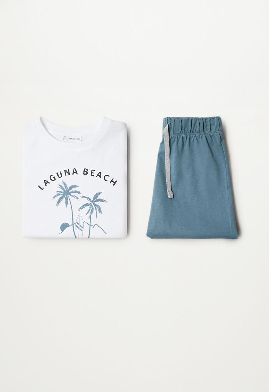 MANGO - Pijama pack laguna - white & blue 