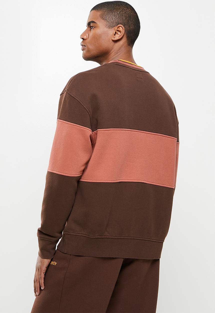 Levi’s® - Colour block tipped crew - bitter chocolate