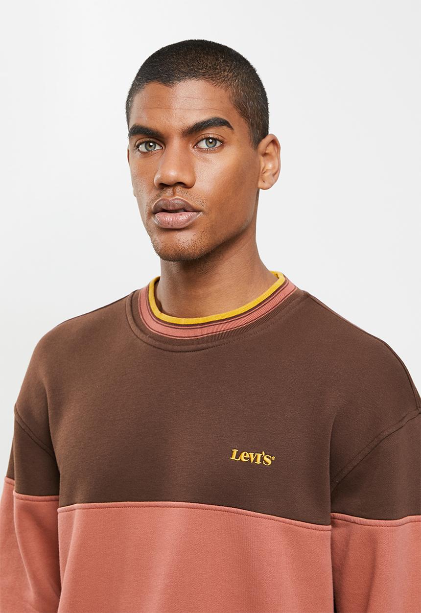 Levi’s® - Colour block tipped crew - bitter chocolate