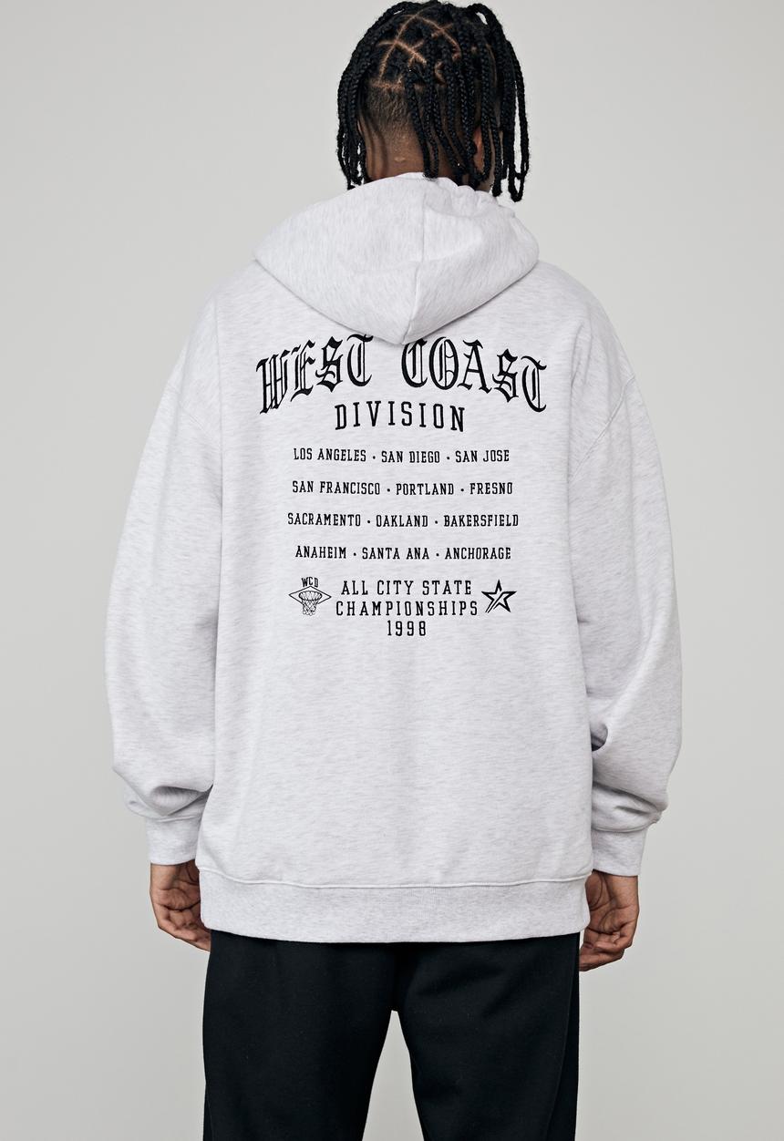 Factorie - Oversized graphic hoodie - silver marle 